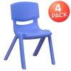 Flash Furniture Blue Plastic Stackable School Chair with 12'' Seat Height, PK4 4-YU-YCX4-001-BLUE-GG